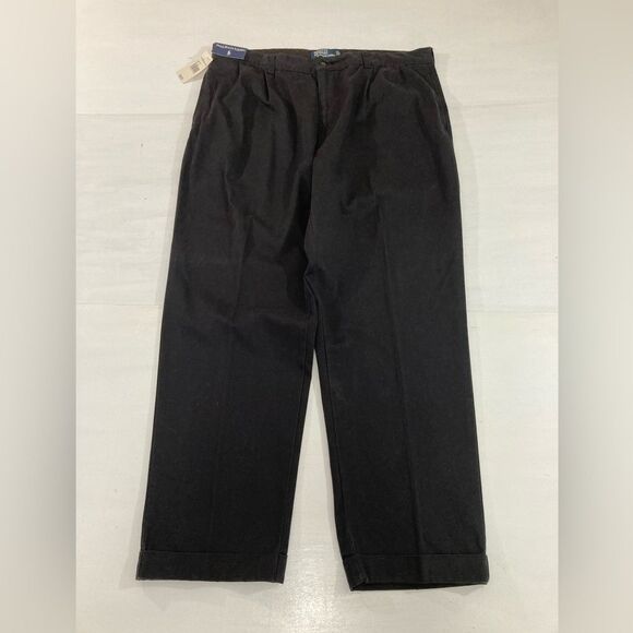Polo Ralph Lauren Chino Pants Men’s 42x32 Black Hammond Pleated Classic Preppy - Picture 2 of 12